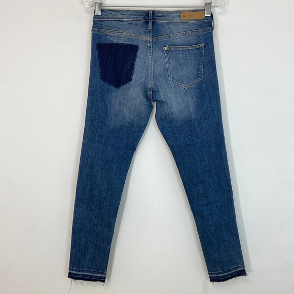 H&M Skinny Low Waist Ankle Blue Patchwork Jeans - Picture 5 of 8